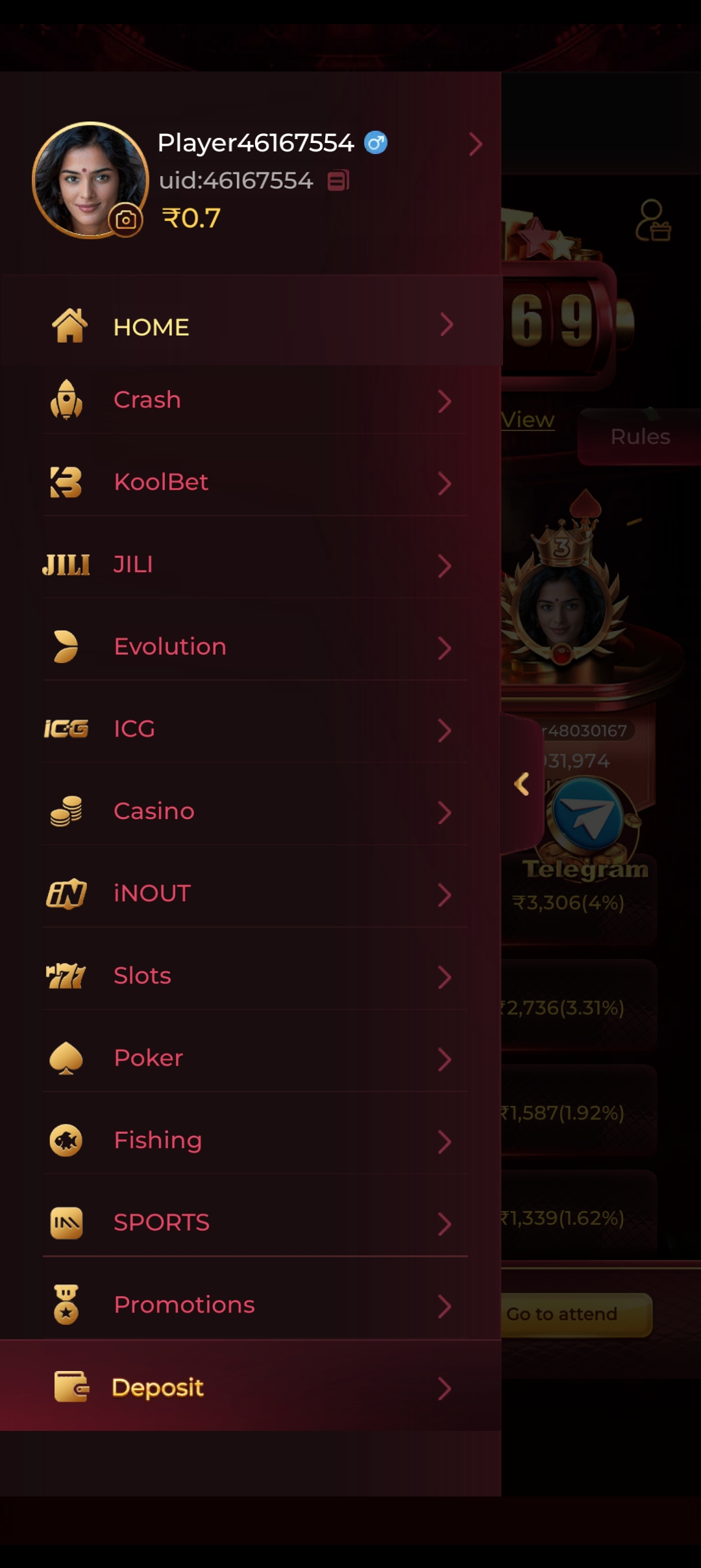 Rokda7 full game categories side menu