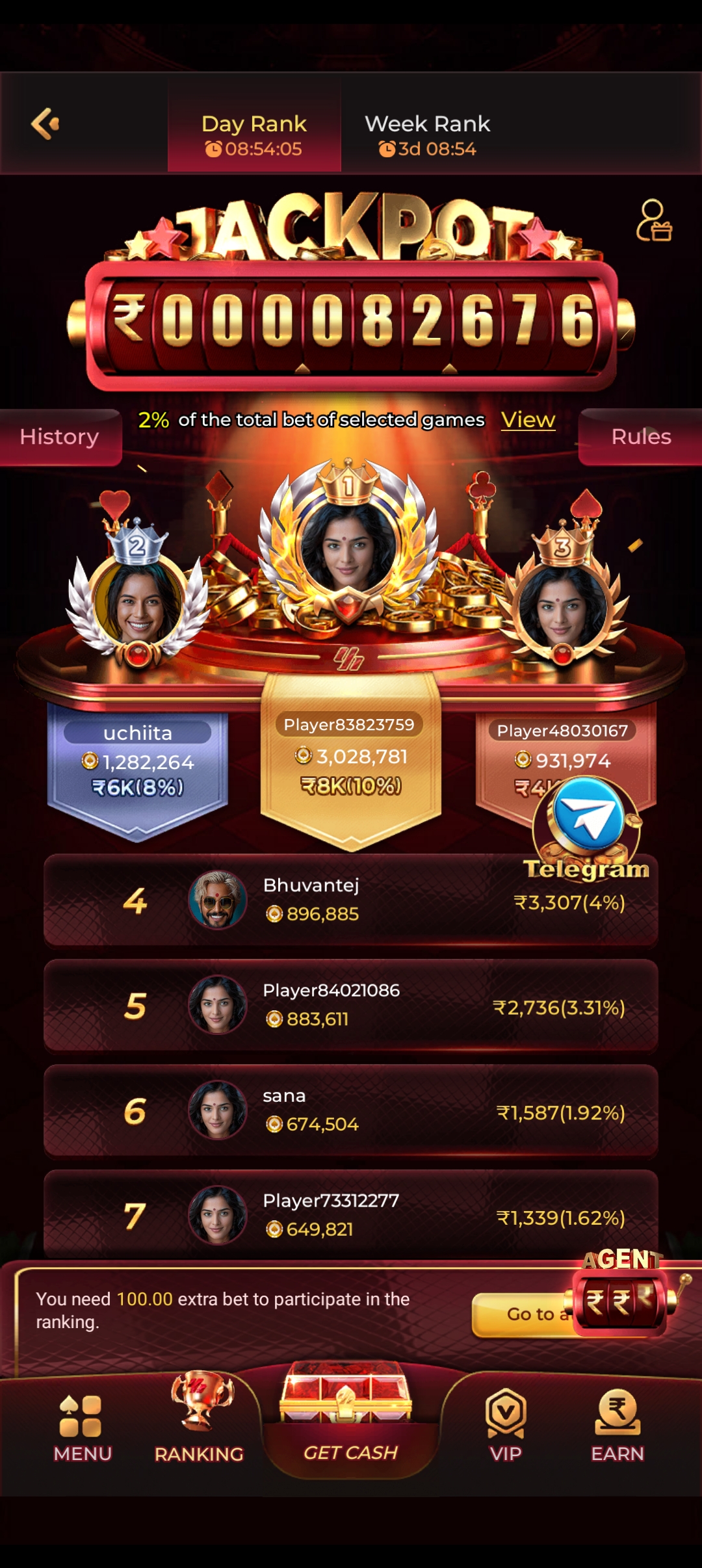 Rokda7 daily and weekly jackpot rankings